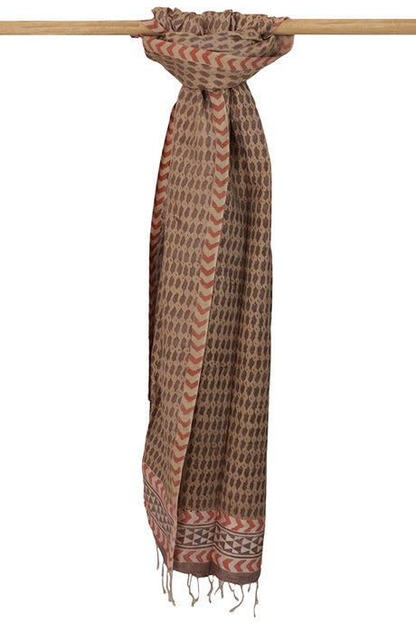 Natural Dye Block Print Silk Dupatta