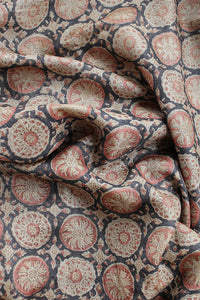 Natural Dye Block Print Tussar Silk Fabric