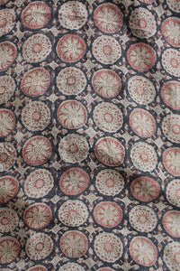 Natural Dye Block Print Tussar Silk Fabric