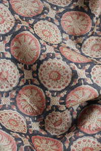 Natural Dye Block Print Tussar Silk Fabric