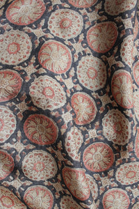 Natural Dye Block Print Tussar Silk Fabric