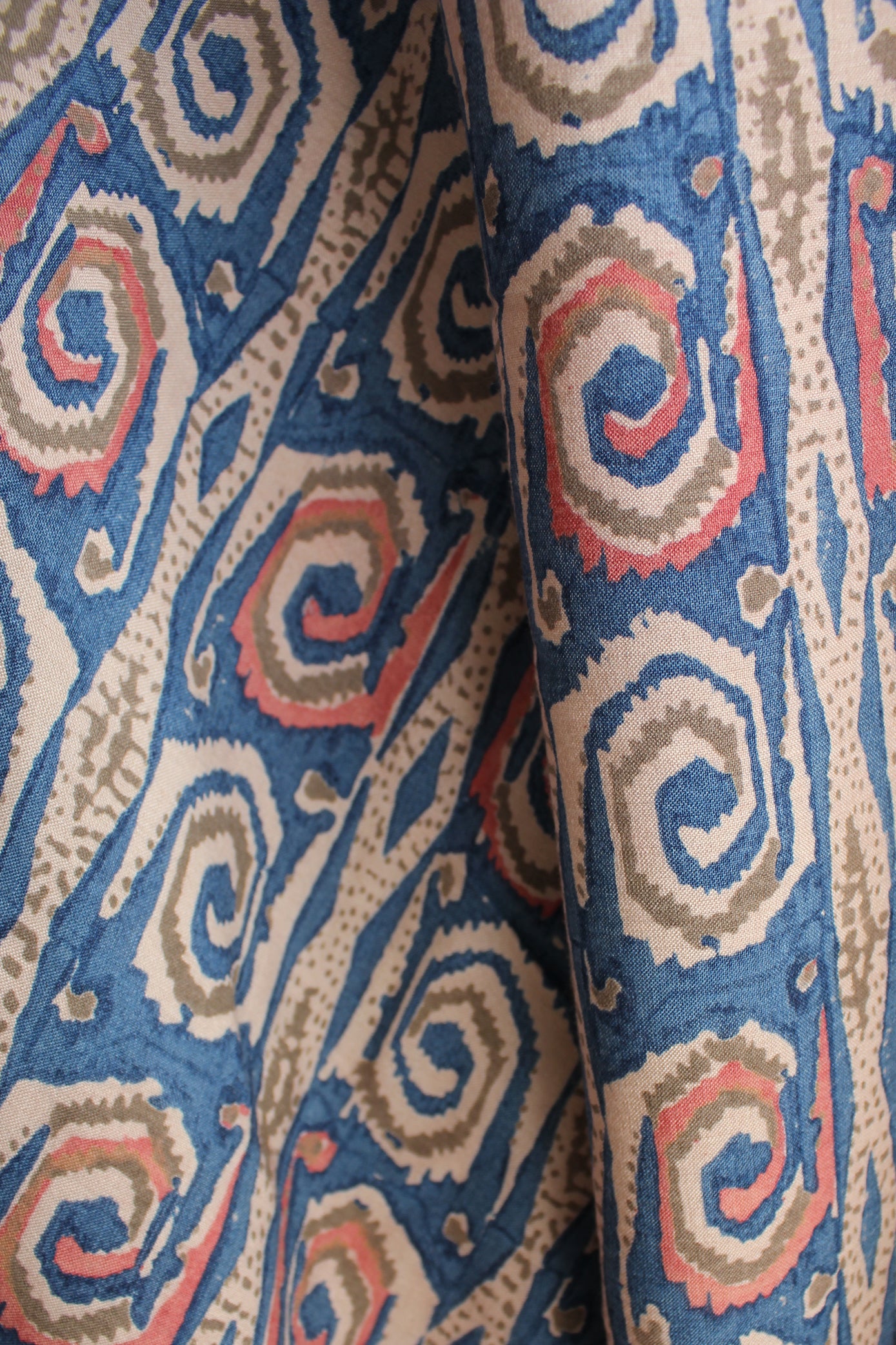 Natural Dye Block Print Tussar Silk x Cotton Fabric
