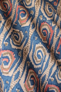 Natural Dye Block Print Tussar Silk x Cotton Fabric