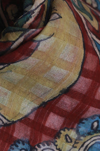 Natural Dye Hand-Painted Kalamkari Silk Stole