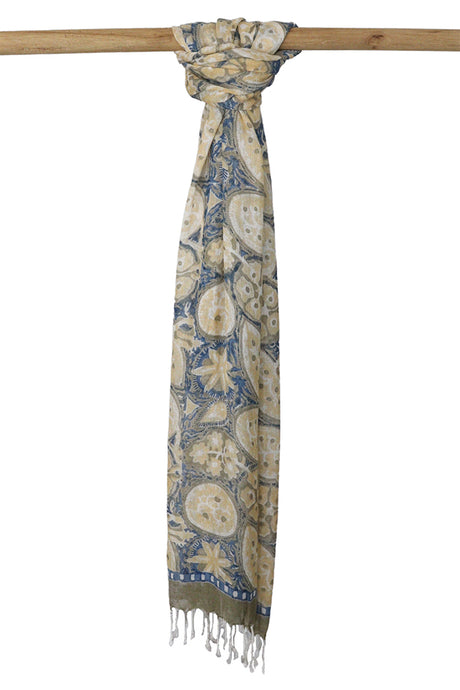 Natural Dye Block Print Cotton x Silk Stole