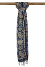 Load image into Gallery viewer, Natural Dye Block Print Cotton x Silk Stole