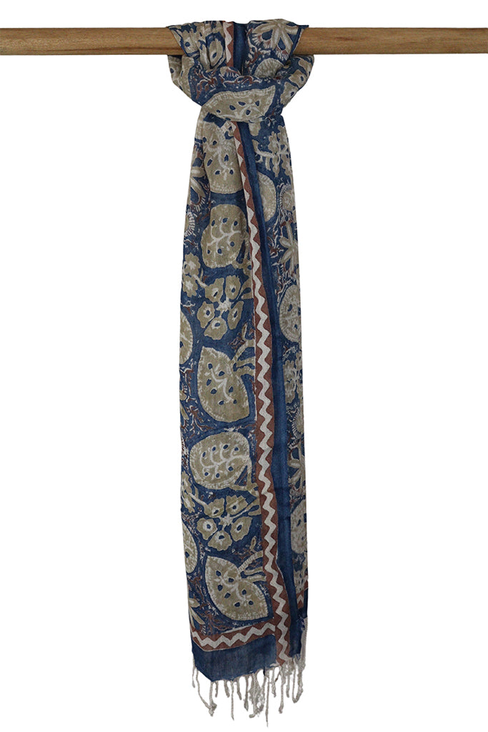 Natural Dye Block Print Cotton x Silk Stole
