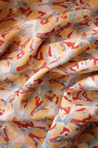 Natural Dye Block Print Cotton x Silk Fabric