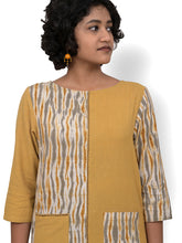 Load image into Gallery viewer, Natural Dyed Half &amp; Half Shibori Sleeved Dress