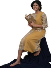 Load image into Gallery viewer, Natural Dyed Half &amp; Half Shibori Sleeved Dress