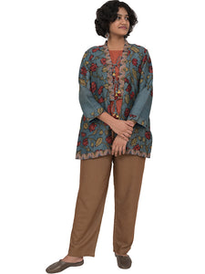 Sleeved Dupion Silk Jacket