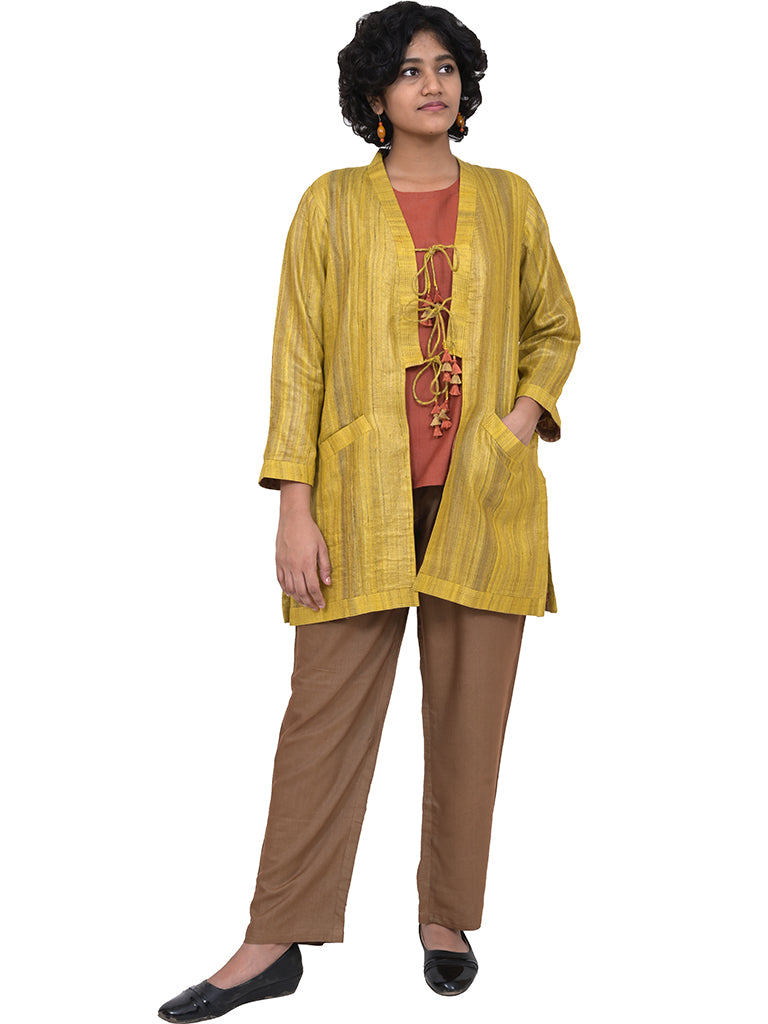 Sleeved Raw Silk Jacket