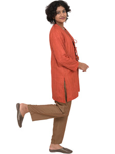 Sleeved Raw Silk Jacket