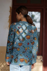 Natural Dyed Hand Painted Kalamkari 'DELIGHT' Reversible Jacket