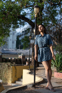 Natural Dyed Hand Block Printed 'ELATION' Shirt Dress