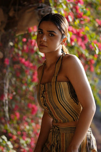 Natural Dye Hand Block Printed 'DAINTY' Multi Color Crop Top