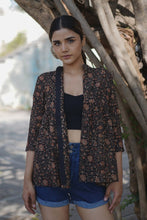 Load image into Gallery viewer, Natural Dyed Hand Block Printed &#39;INFINITY&#39; Gathered Jacket
