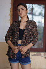 Load image into Gallery viewer, Natural Dyed Hand Block Printed &#39;INFINITY&#39; Gathered Jacket