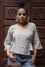 Load image into Gallery viewer, Handwoven &#39;ASHWEM&#39; Safe Dye Ikat Cotton Wrap Top