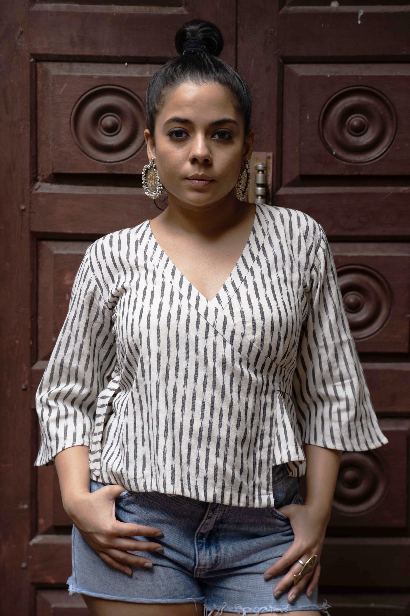 Handwoven 'ASHWEM' Safe Dye Ikat Cotton Wrap Top