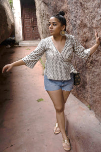 Handwoven 'ASHWEM' Safe Dye Ikat Cotton Wrap Top