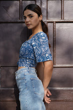 Load image into Gallery viewer, Natural Dyed Hand Block Printed &#39;SERENE&#39; Wrap Crop Top