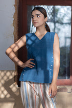 Load image into Gallery viewer, Natural Dyed Indigo &#39;CALM&#39; Sleeveless Cotton Top