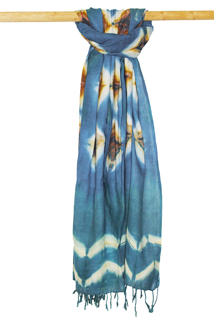 Natural Dye Shibori Cotton Stole