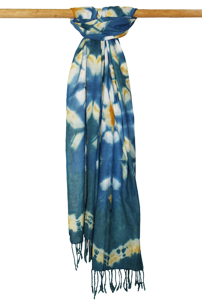 Natural Dye Shibori Cotton Stole