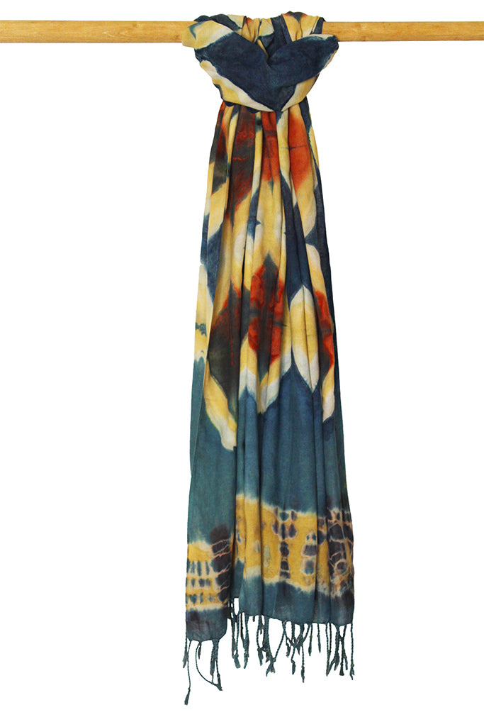 Natural Dye Shibori Cotton Stole