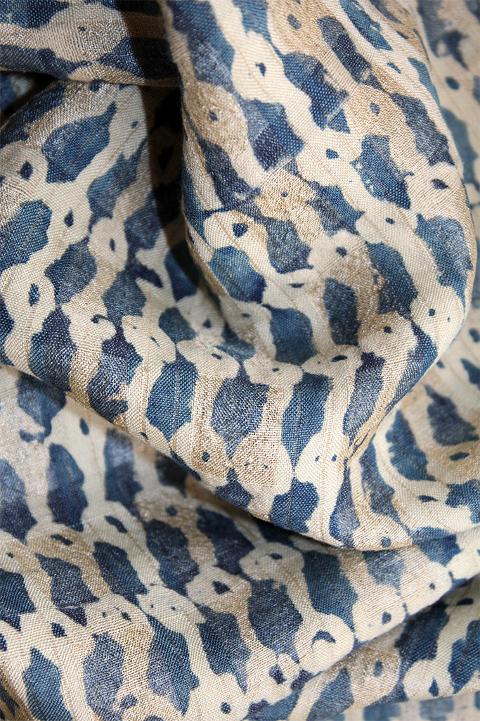 Natural Dye Block Print Silk Fabric