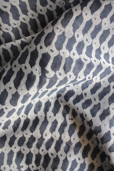 Natural Dye Block Print Cotton x Silk Fabric