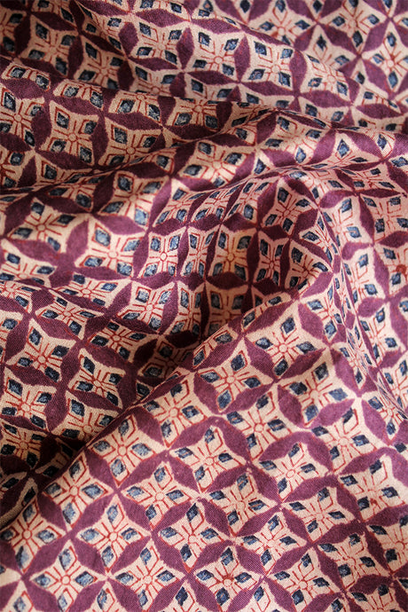 Natural Dye Block Print Silk Fabric