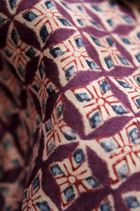 Natural Dye Block Print Silk Fabric