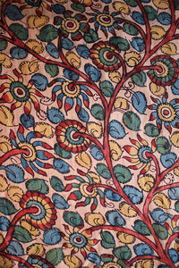 Natural Dye Hand-Painted Kalamkari Silk Fabric