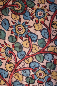 Natural Dye Hand-Painted Kalamkari Silk Fabric