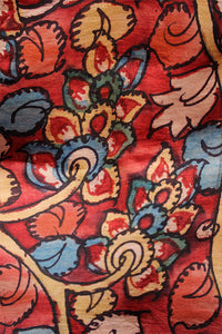 Natural Dye Hand-Painted Kalamkari Silk Fabric