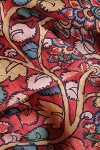 Natural Dye Hand-Painted Kalamkari Silk Fabric