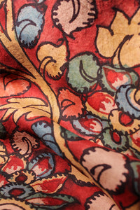 Natural Dye Hand-Painted Kalamkari Silk Fabric