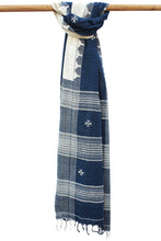 Load image into Gallery viewer, Natural Indigo Tribal Weave Cotton Dupatta