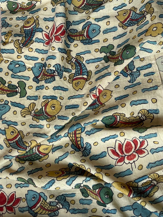 Natural Dye Hand-Painted Kalamkari Cotton Fabric