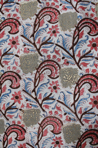 Natural Dye Block Print Mulberry Silk Fabric