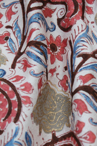 Natural Dye Block Print Mulberry Silk Fabric