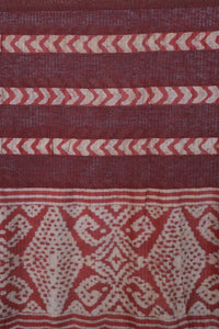 Signature Weave Natural Dye Block print Silk Dupatta