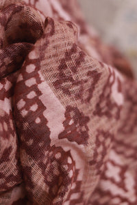 Signature Weave Natural Dye Block print Silk Dupatta
