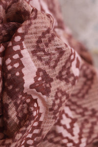Signature Weave Natural Dye Block print Silk Dupatta