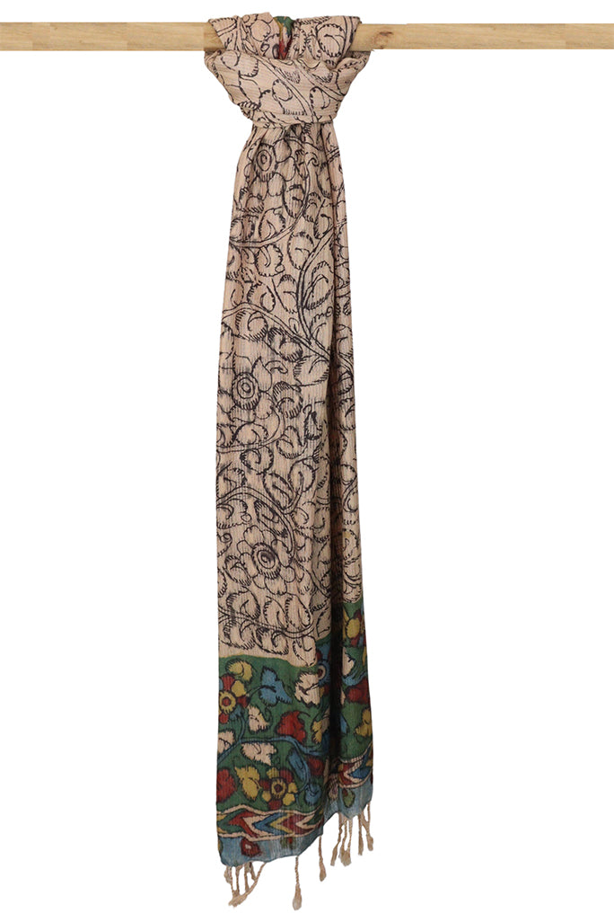 Natural Dye Hand-Painted Kalamkari Silk Stole