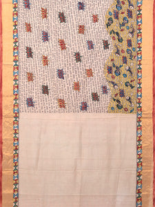 Natural Dye Hand-Painted Kalamkari Silk Sari