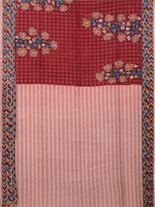 Natural Dye Hand-Painted Kalamkari Silk Sari