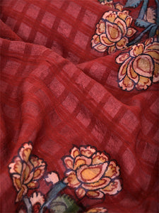 Natural Dye Hand-Painted Kalamkari Silk Sari